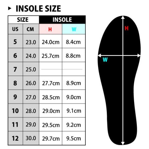INSOLE-SIZECHART - REVENGE X STORM